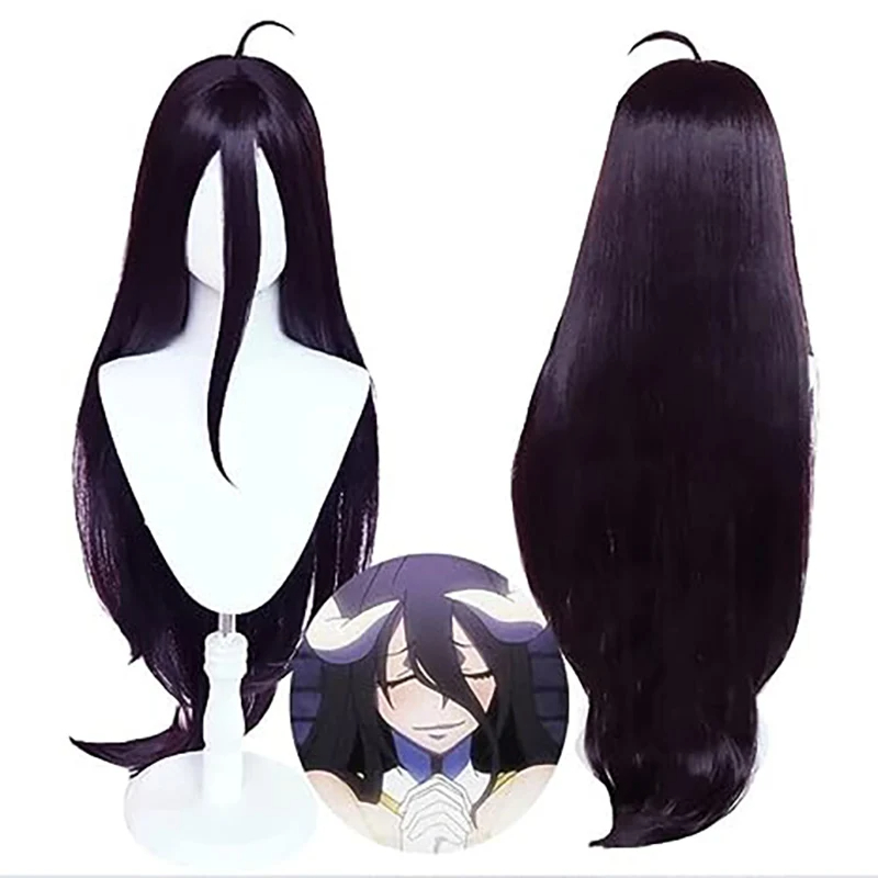 Cos albedo Black Purple Long S - огляд і ціна Anime Cosplay Long Black Hair